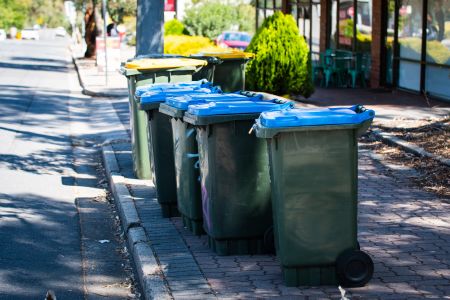 Blue Bins on Footpath