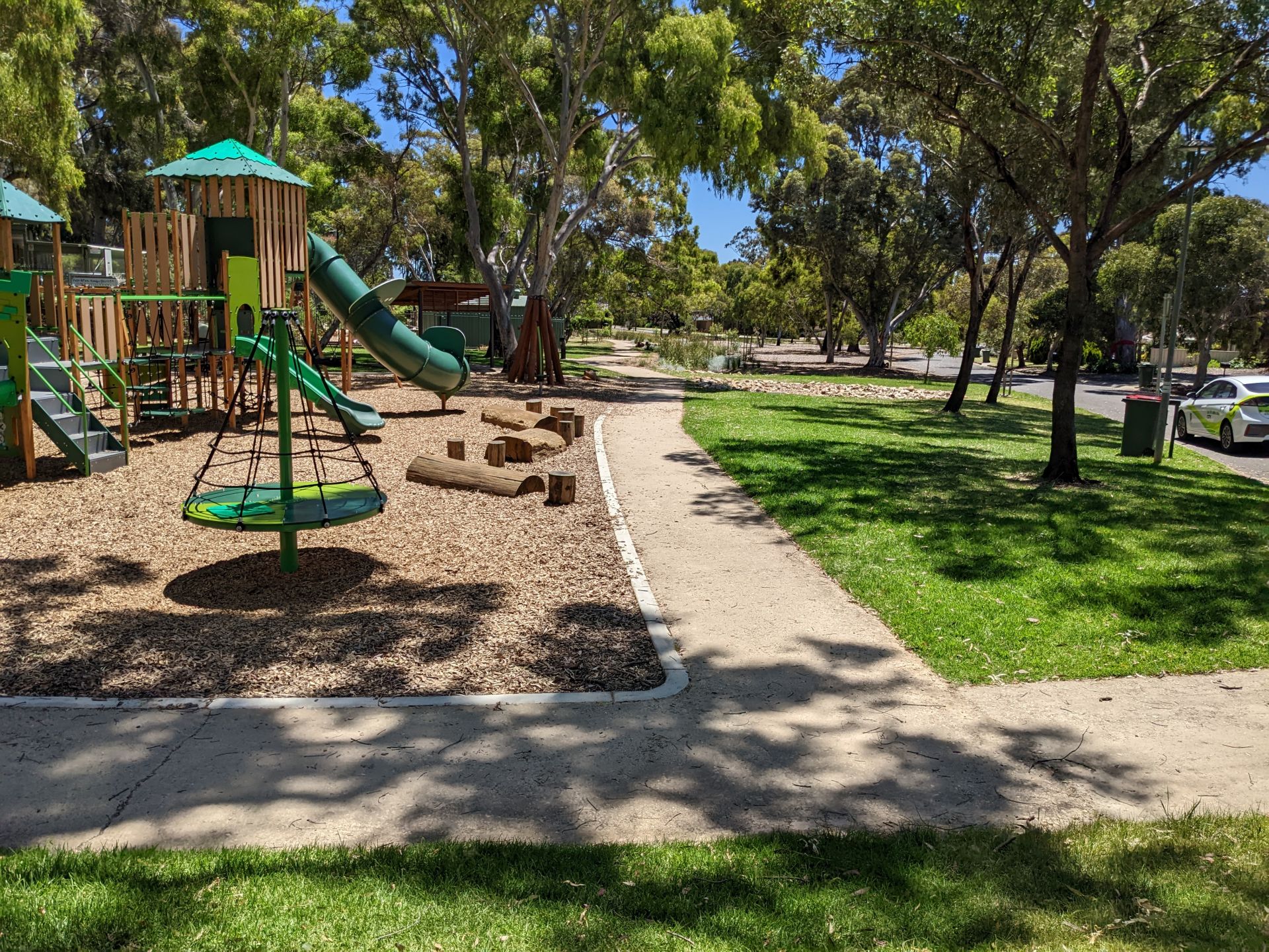 The playground and path at the Pasadena Biodiversity Corridor