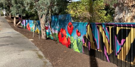 ANZAC Mural along the railway on Penno Parade